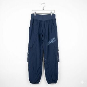 Vtg Zumba Cargo Pants Nylon Women's Y2K Yoga Workout Snap Blue Sz XL